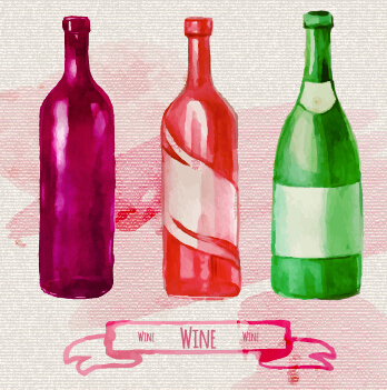 Watercolor wine stickers creative vector 06