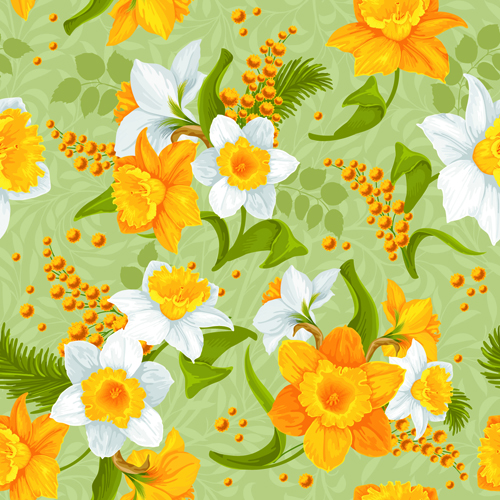 yellow seamless pattern flowers 