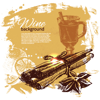 Retro style wine background vector 05