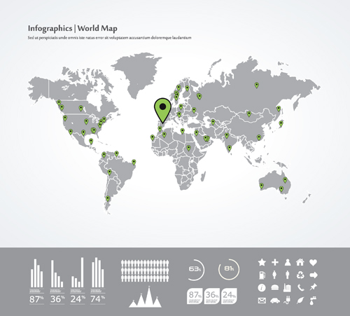 World Map with navigation vector 01