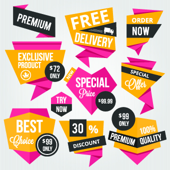 Yellow style sale labels vector 01