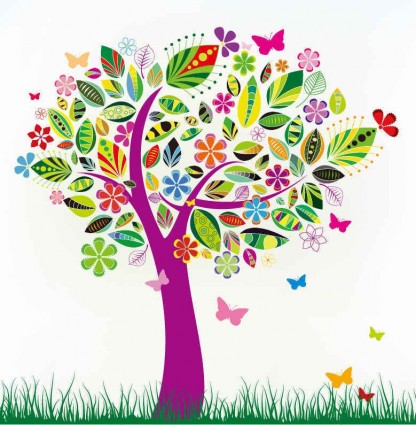 Abstract tree with flower vector Abstract tree with flower vector