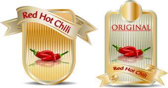 Food labels with Ribbon vector 01