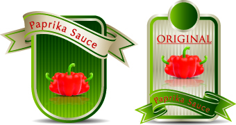 Food labels with Ribbon vector 04