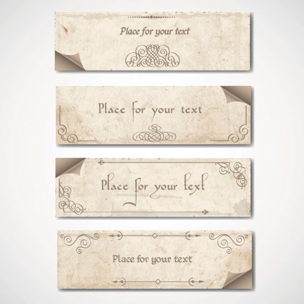 Vintage elements of banner vector 02
