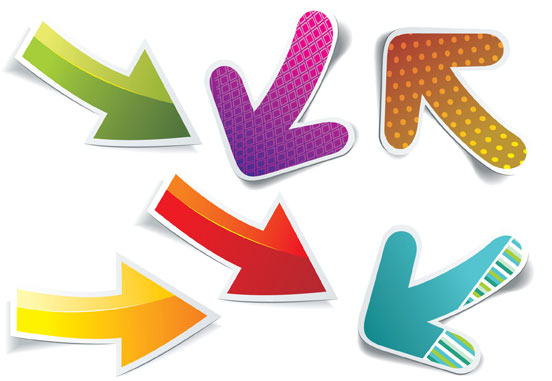 Different Arrow Stickers design elements vector