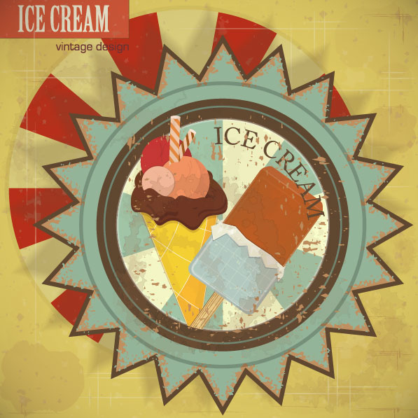 Retro font ice cream cartoon 