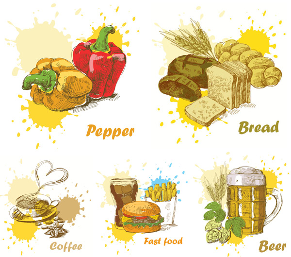 Hand painted food art vector