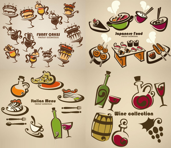 Hand drawn cartoons food vector