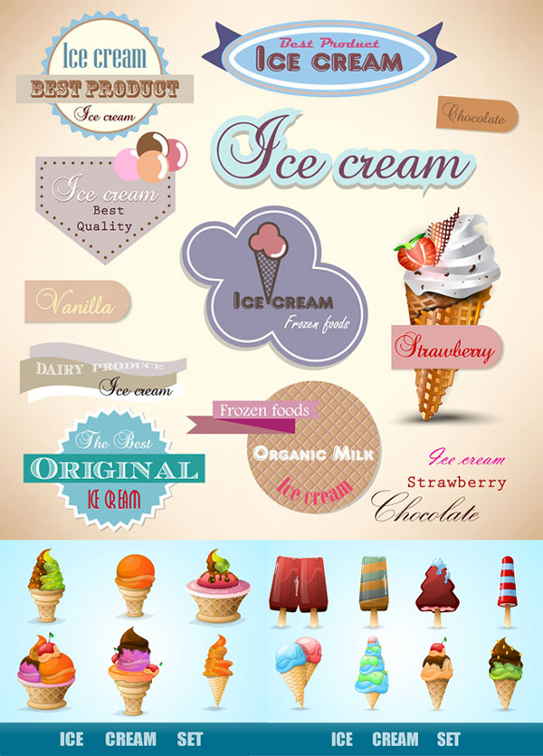 refreshing dessert ice cream EPS vector material to download 