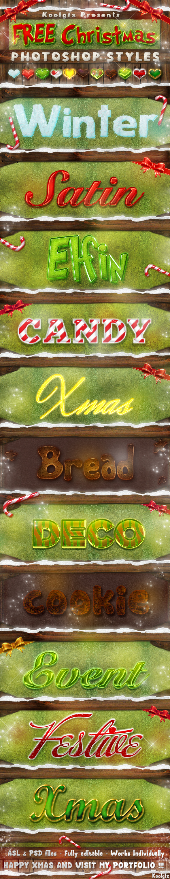 11 kinds of Christmas style Photoshop styles