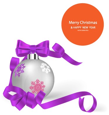 2014 Christmas balls with ribbon background vector 04