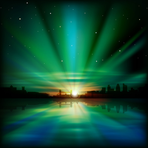 Urban Sunrise Landscape vector 03