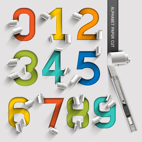 Alphabet paper cut creative vector 01