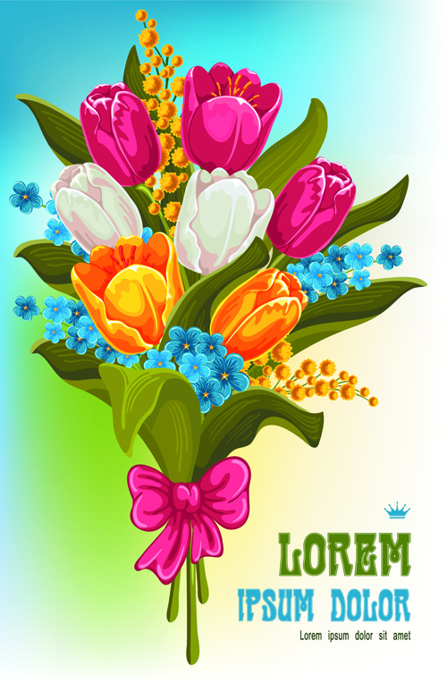 Beautiful bouquet of tulips vector