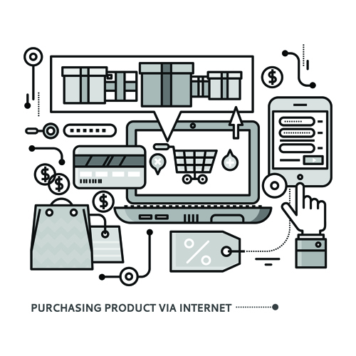 Black outline business template vector 01