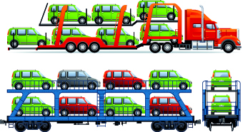 Car transporter creative vector