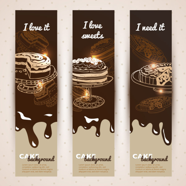 Chocolate cake banner vector background