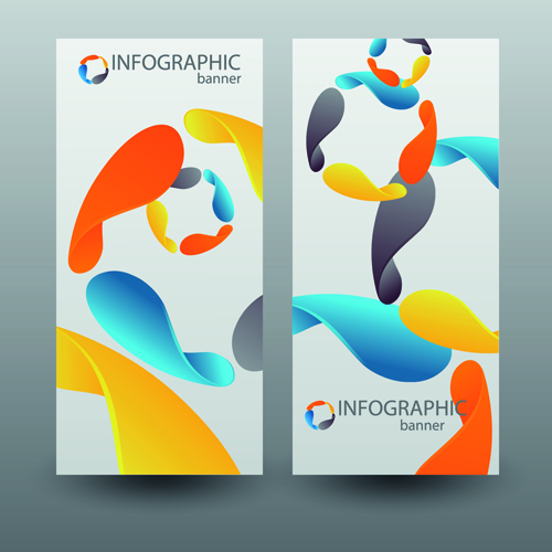 stract infographics banner vector 03 Colored abstract infographics banner vector 03