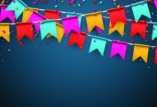 Colored flag with confetti holiday background 04