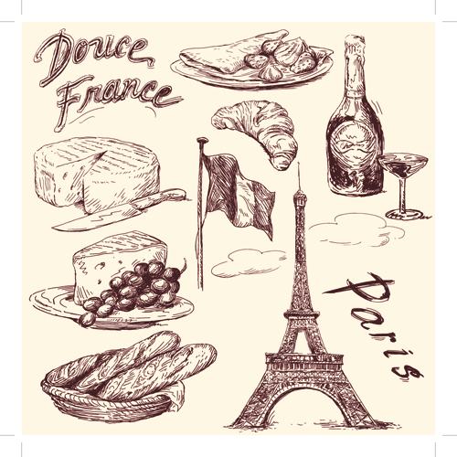 foods retro illustrations vector 03 Drawing foods retro illustrations vector 03