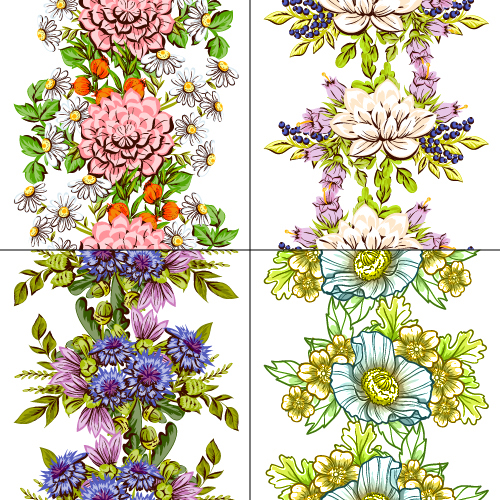 Elegance flowers pattern seamless vector material 01