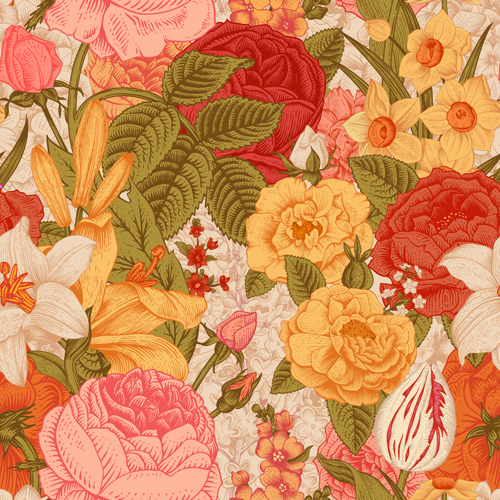 Elegant retro floral vector seamless pattern 05