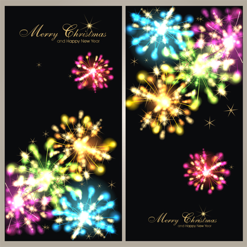 Fireworks christmas art background vector 02
