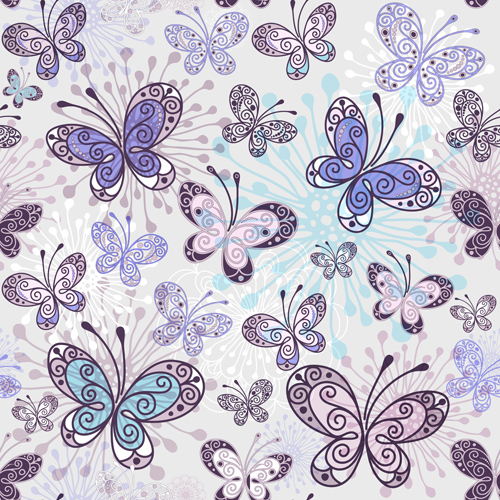 spring seamless pattern vector pattern butterflies 