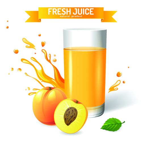 with ribbon design graphic vector 04 Fresh Juice with ribbon design graphic vector 04