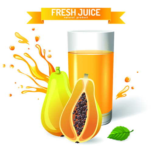 with ribbon design graphic vector 05 Fresh Juice with ribbon design graphic vector 05