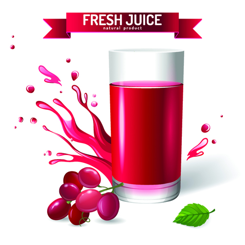 with ribbon design graphic vector 07 Fresh Juice with ribbon design graphic vector 07