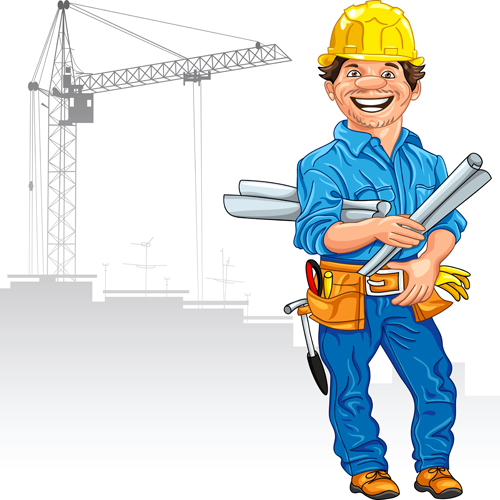 Funny cartoon builders vector illustration 23
