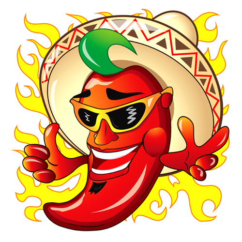 Funny hot pepper cartoon styles vector 02