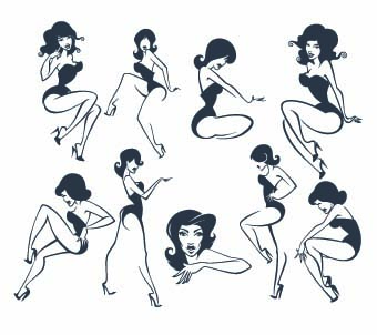 Beautiful girls stylish elements vector 03