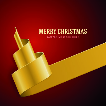 Golden Ribbon Christmas holiday backgrounds vector