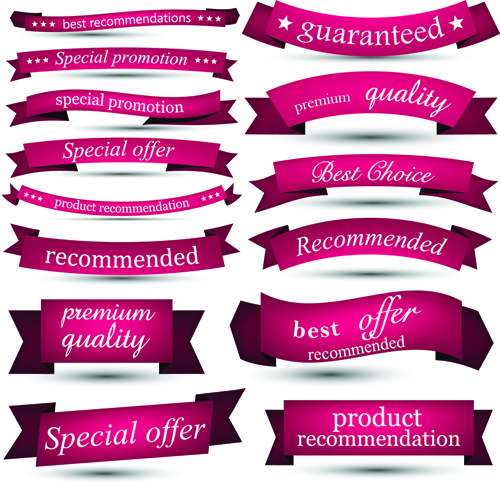 Holiday ribbons banner vector material 02