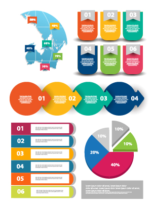 Infographic desing elements with banner vector material 02