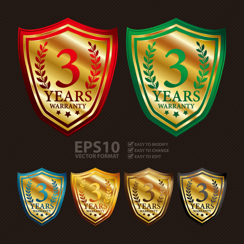 Medals shield laurel wreath vector labels vector 02