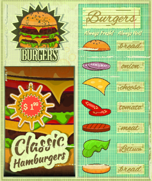 Retro Menu vector template 02