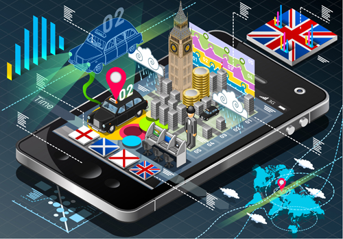 Modern tech with financial infographics vector 01