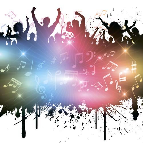 Music party backgrounds with people silhouettes vectors 07 Music party backgrounds with people silhouettes vectors 07