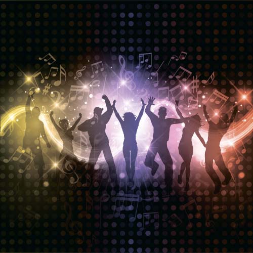 Music party backgrounds with people silhouettes vectors 08 Music party backgrounds with people silhouettes vectors 08