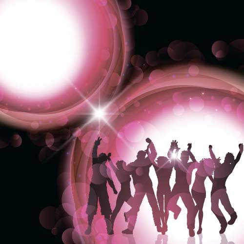 Music party backgrounds with people silhouettes vectors 09 Music party backgrounds with people silhouettes vectors 09