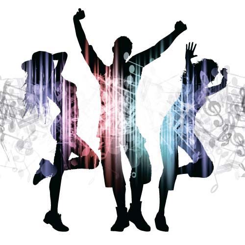 silhouettes people party music Backgrounds 