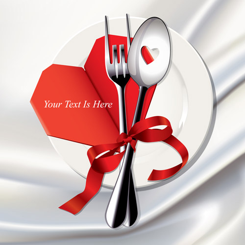 Realistic plates and cutlery vector set 06