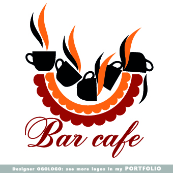 Restaurant logos design elements vectors set 01
