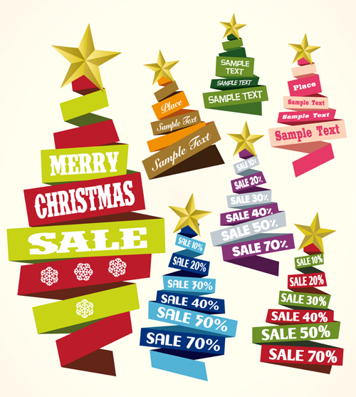 Ribbon xmas tree discount sales vector