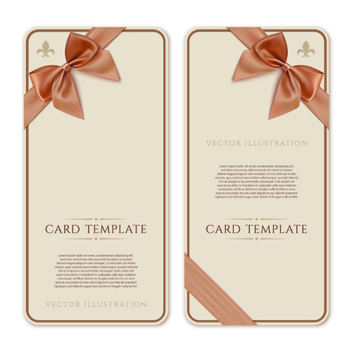 Romantic ribbon bow cards vecto illustration 02