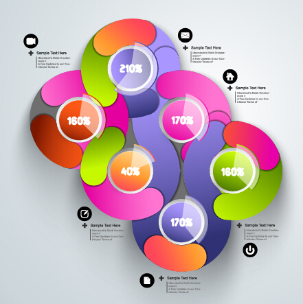 template round infographics diagram colored 